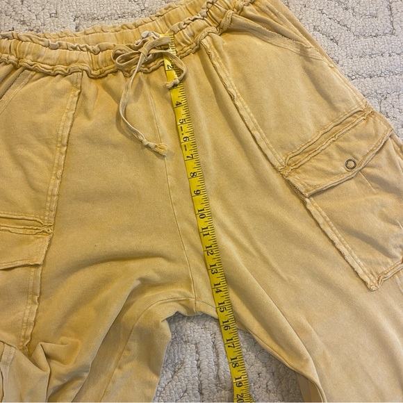 Easel Mustard Yellow Wide Leg Knit Fabric Pant 1X Cotton Boho Baggy Beach - Picture 5 of 8